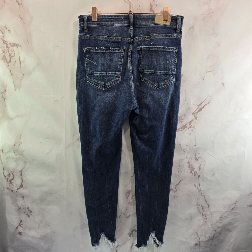BKE Jeans Women 27 X 27 Parker High Rise Skinny Denim Dark Wash Frayed Chewed